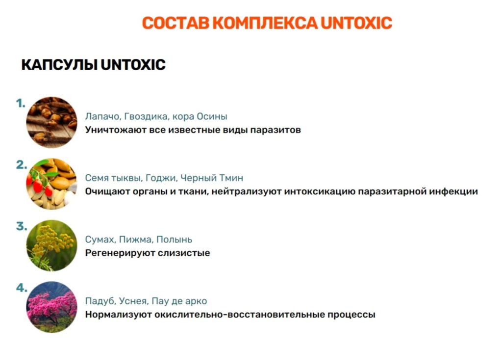 В составе таблеток Унтоксик другие компоненты