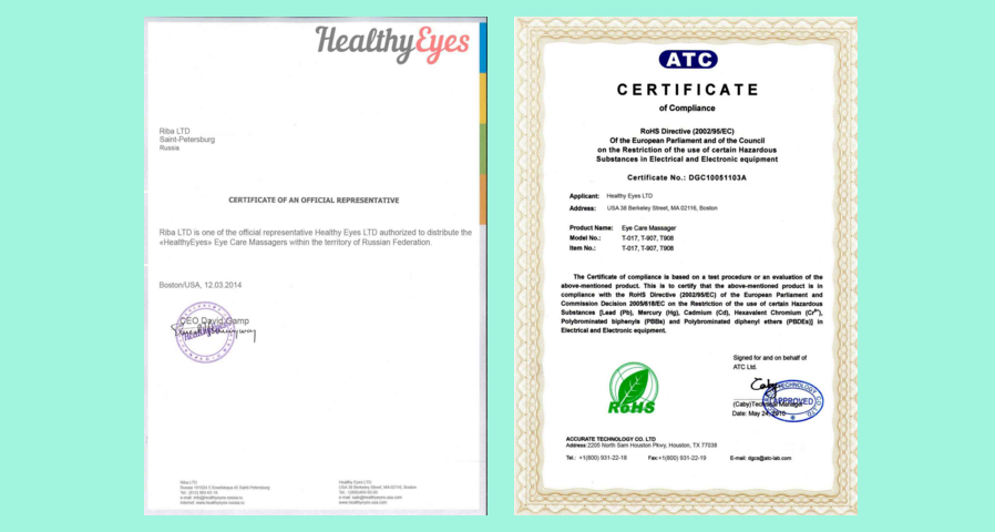 Сертификация очков-массажера для расслабления глаз HealthySight ХелфиСайт